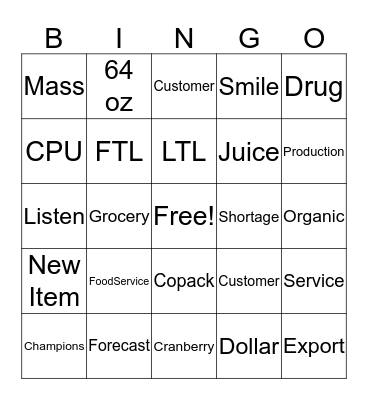 Customer Service  Bingo Card