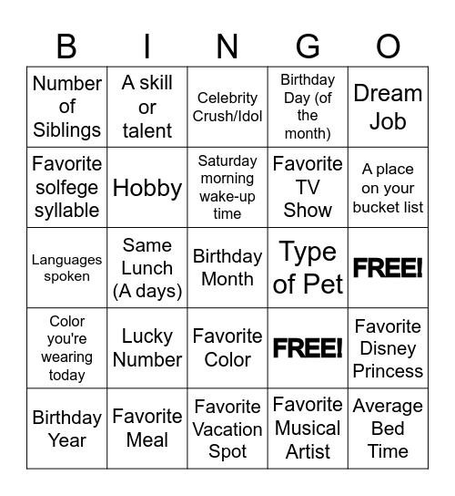 Common Ground Bingo Card