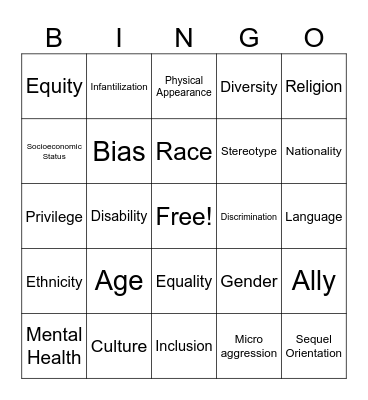 Diversity Bingo Card