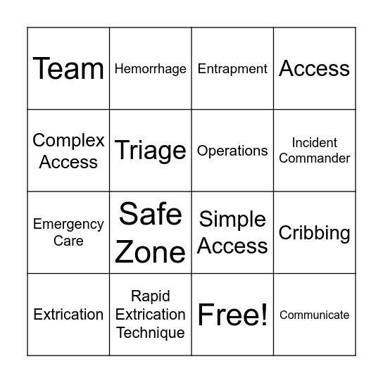 EMT BINGO Card Bingo Card