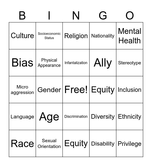 Diversity Bingo Card