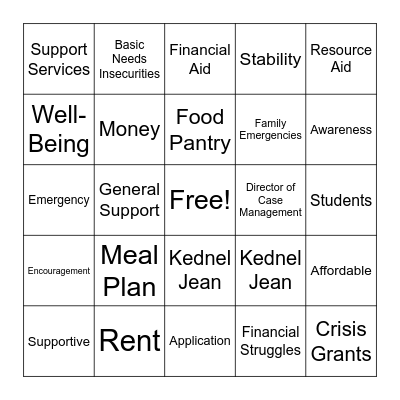SJSU Cares Bingo Card