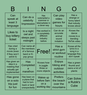 RSS TEAM BUILDING 2025 Bingo Card
