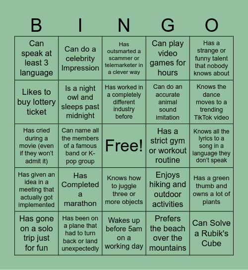 RSS TEAM BUILDING 2025 Bingo Card
