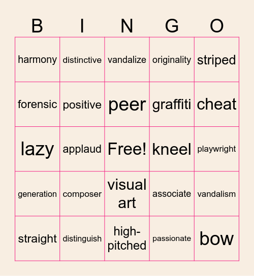 Unit 7 Grade 11 Bingo Card
