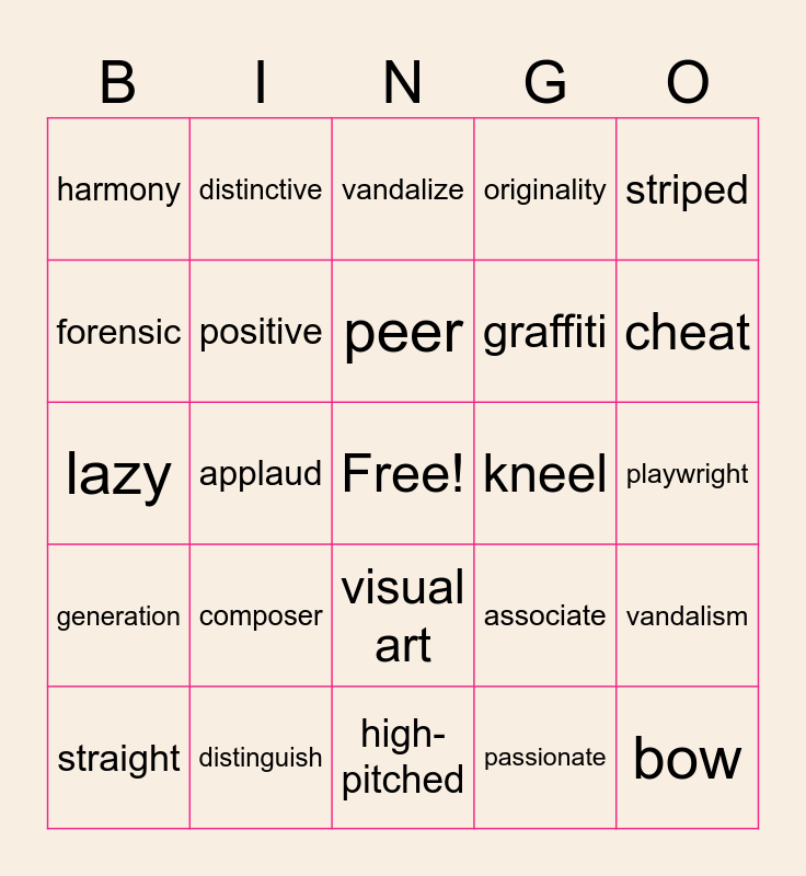 Unit 7 Grade 11 Bingo Card