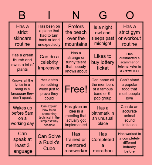 RSS TEAM BUILDING 2025 Bingo Card