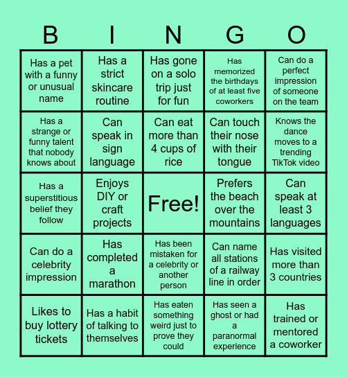 RSS TEAM BUILDING 2025 Bingo Card