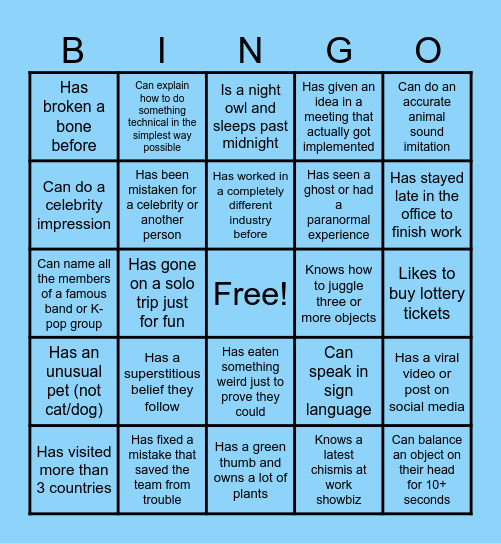 RSS TEAM BUILDING 2025 Bingo Card