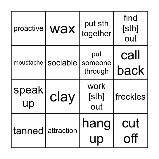 Insight ELE U9 Words Bingo Card