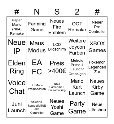 NS2 Presentation Bingo Card