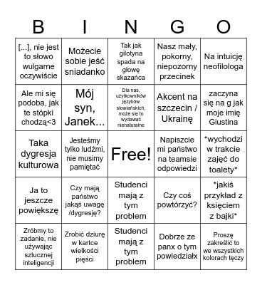 Gramatyka z dr Krawczyk Bingo Card