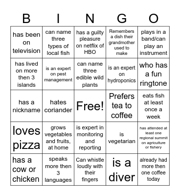 find someone who Bingo Card