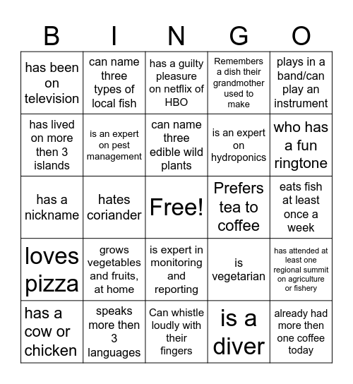 find someone who Bingo Card