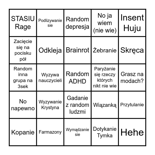 STASIU Bingo Card