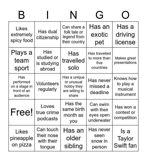 NICE Teambuilding 2025 Bingo Card
