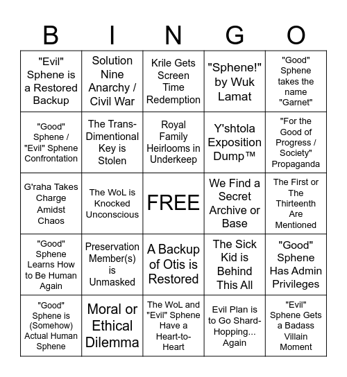 FFXIV 7.2 MSQ Bingo Card