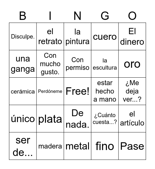 Filmemos en el mercado Bingo Card