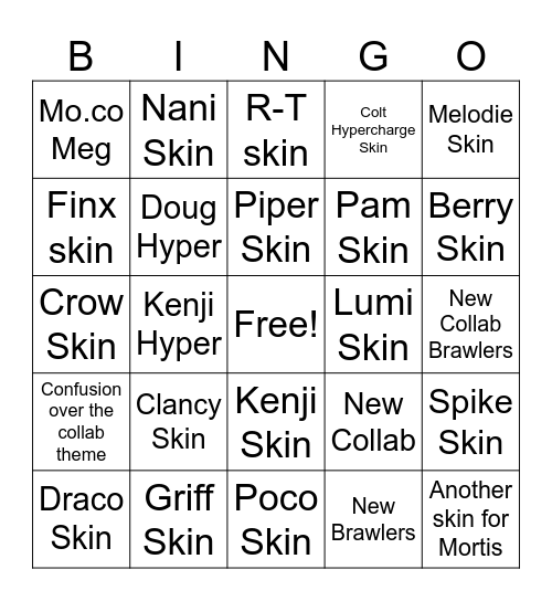 Brawl Talk Bingo Card