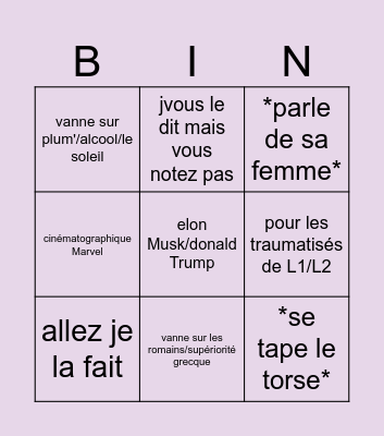 CM Ancienne Bingo Card