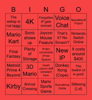 Switch 2 Direct Bingo Card