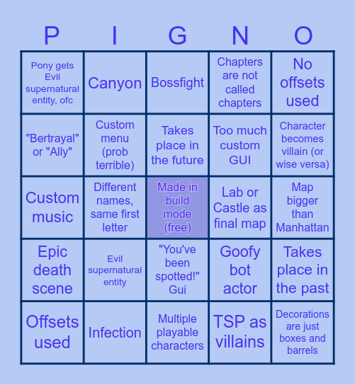 Build mode series Bingo Card