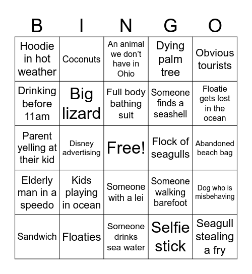 cruise day 2 Bingo Card