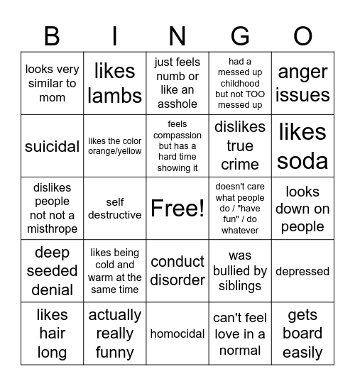William Bingo Card