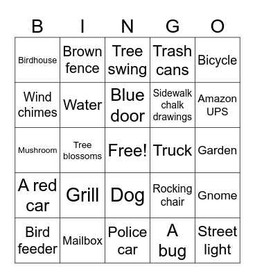 Scavenger Hunt Bingo Card