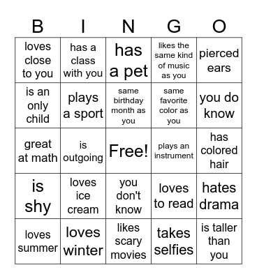Feelings in Focus Bingo Card
