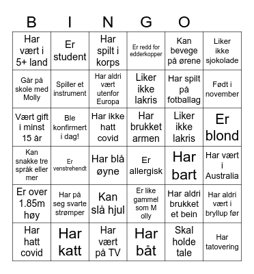 Finn gjesten! Bingo Card
