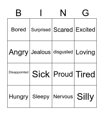 EMOTIONS Bingo Card