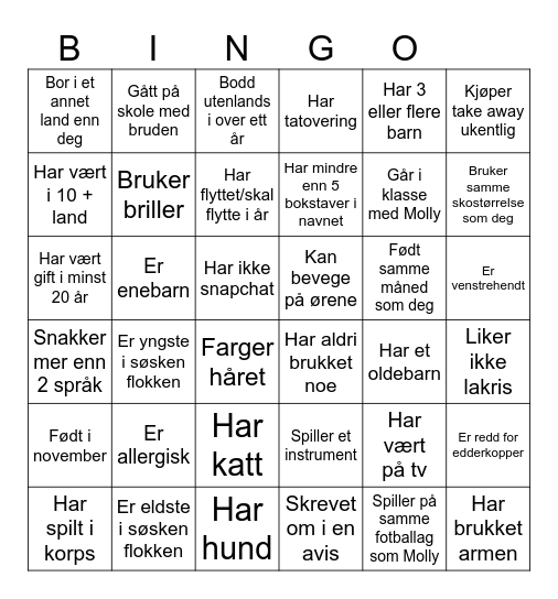 Finn gjesten Bingo Card