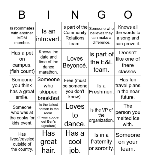 Signature MDMingo Bingo Card