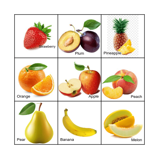 Fruit Bingo Card