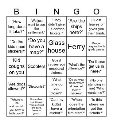 VS Bingo 3/24 Bingo Card