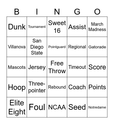 March Madness Bingo Card