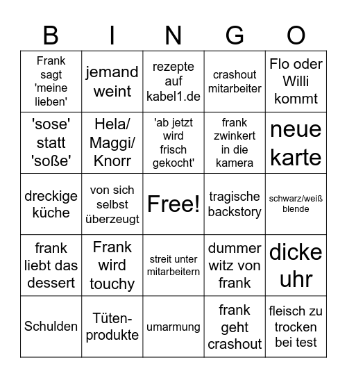 rosin Bingo Card
