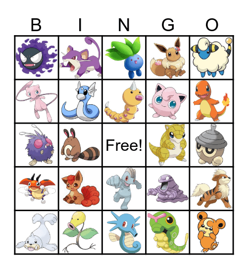Pokemon Bingo Card