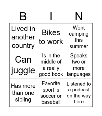 Peer Learning Bingo Card