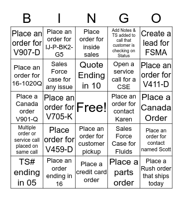 Customer Service Week  Bingo Card