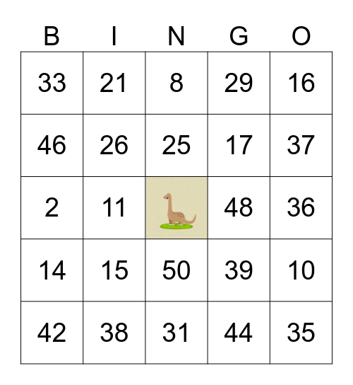 Chiffres et Nombres (0 à 50) Bingo Card