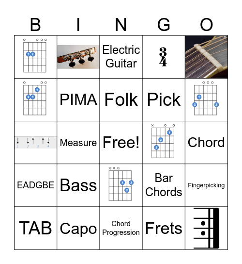 Guitar BINGO! Bingo Card