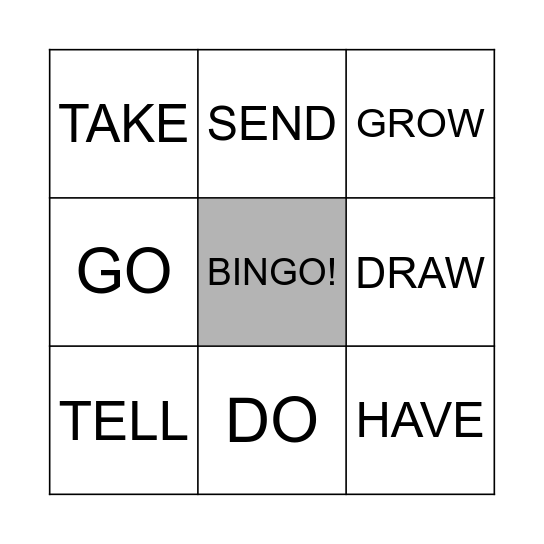 IRREGULAR VERBS Bingo Card