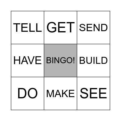 IRREGULAR VERBS Bingo Card