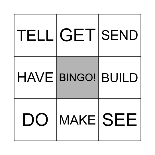 IRREGULAR VERBS Bingo Card