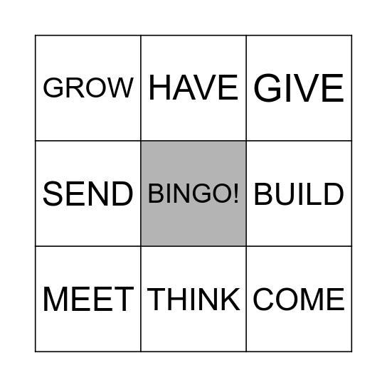 IRREGULAR VERBS Bingo Card