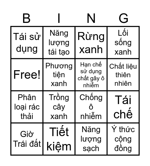 Bảo vệ môi trường Bingo Card