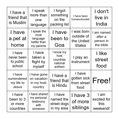 TCK Bingo Card