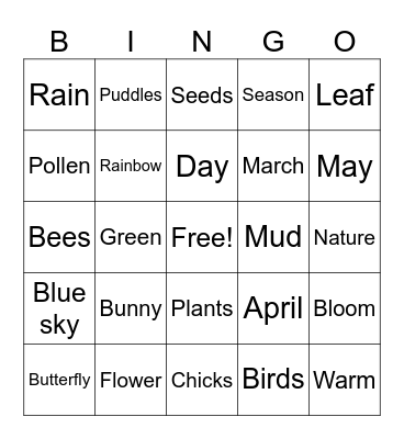 Spring Bingo Card